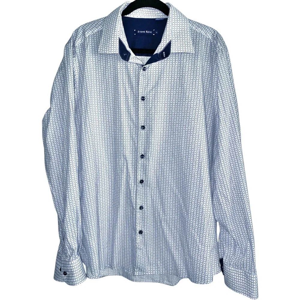 STONE ROSE ☆ Playing Cards Print Long Sleeve Button Up Shirt - Picture 2 of 7